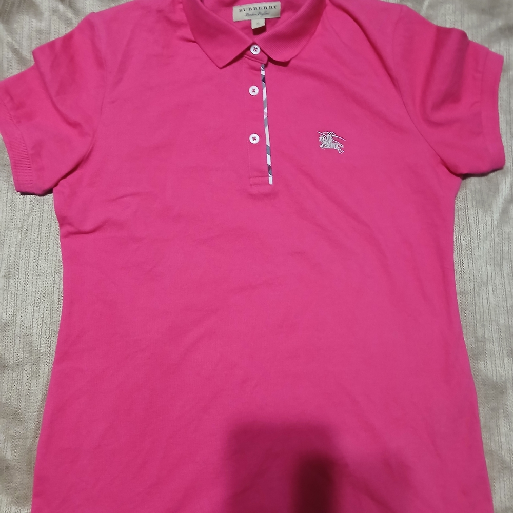 Burberry Kids Polo Shirt in Vibrant Pink